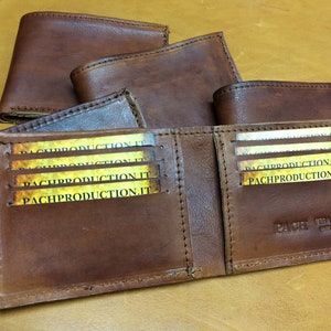 Cartera de piel para hombre, cartera de piel para hombre, hecha a mano, 8 tarjeteros, 2 portadocumentos, 2 compartimentos para billetes Made in Italy