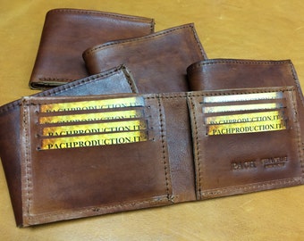 Men's leather wallet, men's leather wallet, handcrafted, 8 Card holder, 2 document holder, 2 wards banknotes Made in Italy