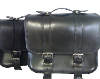 Cod. MONO 154 / Mod. ROYAL ENFIELD - Single leather bag 4 mm. with steel in the rear adaptable for motorcycles with Made in Italy frame
