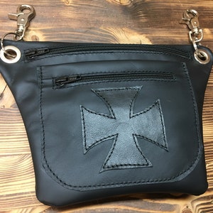MARSUPIO POCKET 001 real leather with carabiners, JV collection Made in Italy