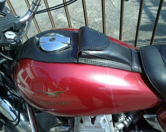 Copri serbatoio MOTO GUZZI - Cod. CS-L 14 / Mod. Moto Guzzi - In pelle conciato al vegetale fatto a mano personalizzabile Made in Italy