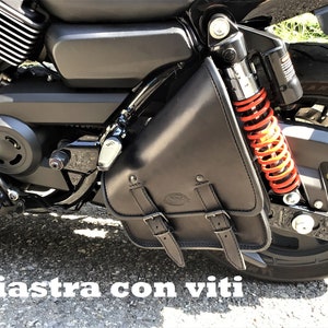 Harley Davidson Street Rod XG750A bag, &quot;Cod. Choppers 019&quot; Leather 4 mm. complete rear steel Made in Italy