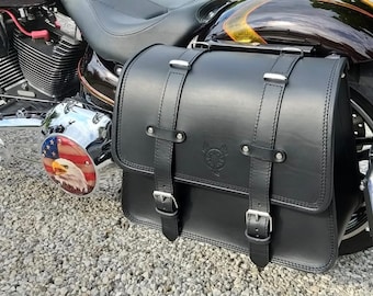 Mono custom harley bag SOFTAIL side - Cod. MONO 165 / Mod. FELICIANO - Custom leather bag, Handmade Made in Italy