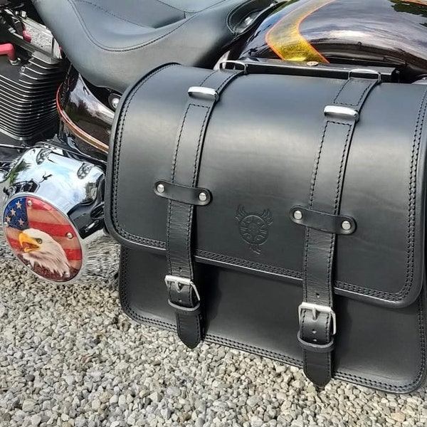 Mono borsa harley custom SOFTAIL laterale - Cod. MONO 165 / Mod. FELICIANO - Custom leather bag, Fatto a mano Made in Italy