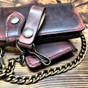 Wallet in hand-dyed leather with card holder "Mod. BIKERS CARD BIS" plus handmade closing button Made in Italy