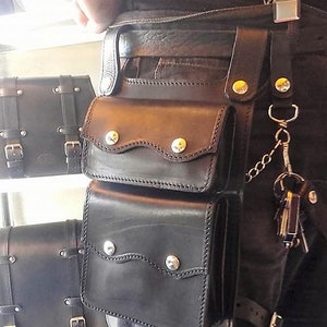 Babytrage KLEIN, MITTEL, GROSS Leder 2 mm. Schwarz und Braun mit Gürtelaufsatz und Beinaufsatz Made in Italy