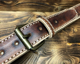 Mod. VINTAGE 05B Vegetable tanned leather belt Thickness 4 mm. Width 4 cm. Made in Italy