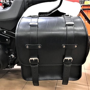 Cod. MONO 165B / Mod. FELICIANO BIS - Harley custom leather mono bag Handmade Made in Italy