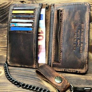 Wallet in hand-dyed leather with card holder, Mod. BIKERS CARD handmade Made in Italy image 8