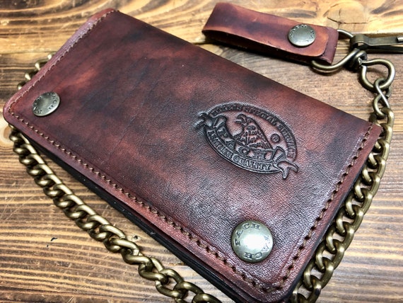 Biker Wallet With Chain, Leather Bikers Wallet, 1.5 Mm Thick