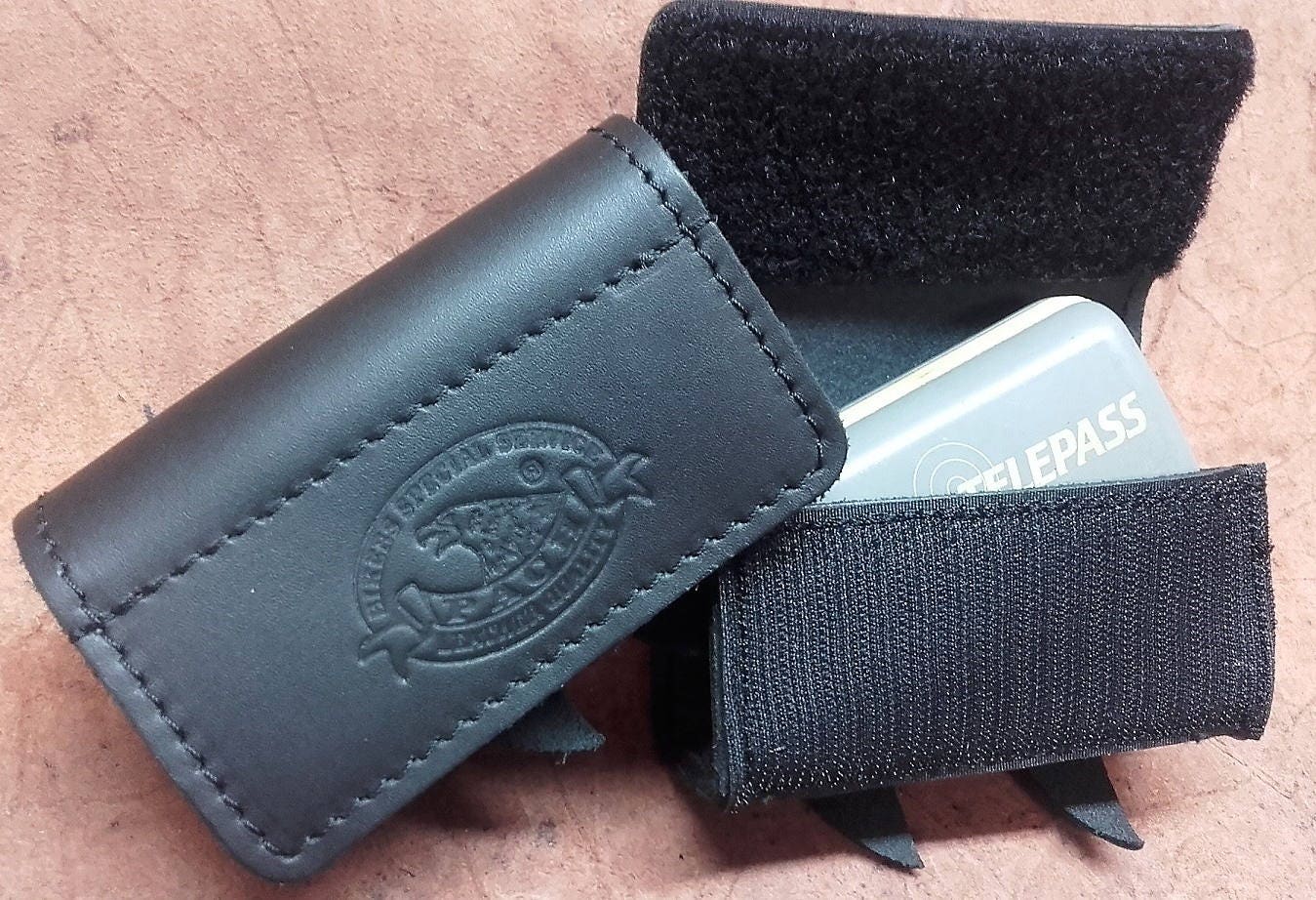 TELEPASS holder in amphibious leather 2 mm thick. Made in Italy