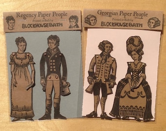 Paper doll, articulated Georgian or Regency paper couple