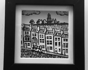 Handprinted Bath Cityscape Shadowbox