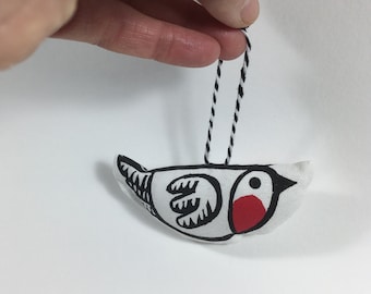 Handprinted robin decoration Christmas ornament