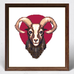 Azael - Friendly Satanic Goat Cross Stitch Pattern - Gothic Cross Stitch - Goat - Satanic - Horns - Evil - PDF