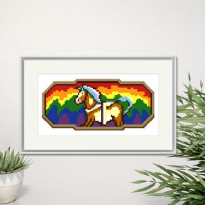 Rainbow Rodeo Champion - LGBTQAI+ Cowboy Belt Buckle Cross Stitch Pattern - LGBT - Pride - Trans - Non binary - queer - gay - horse - PDF