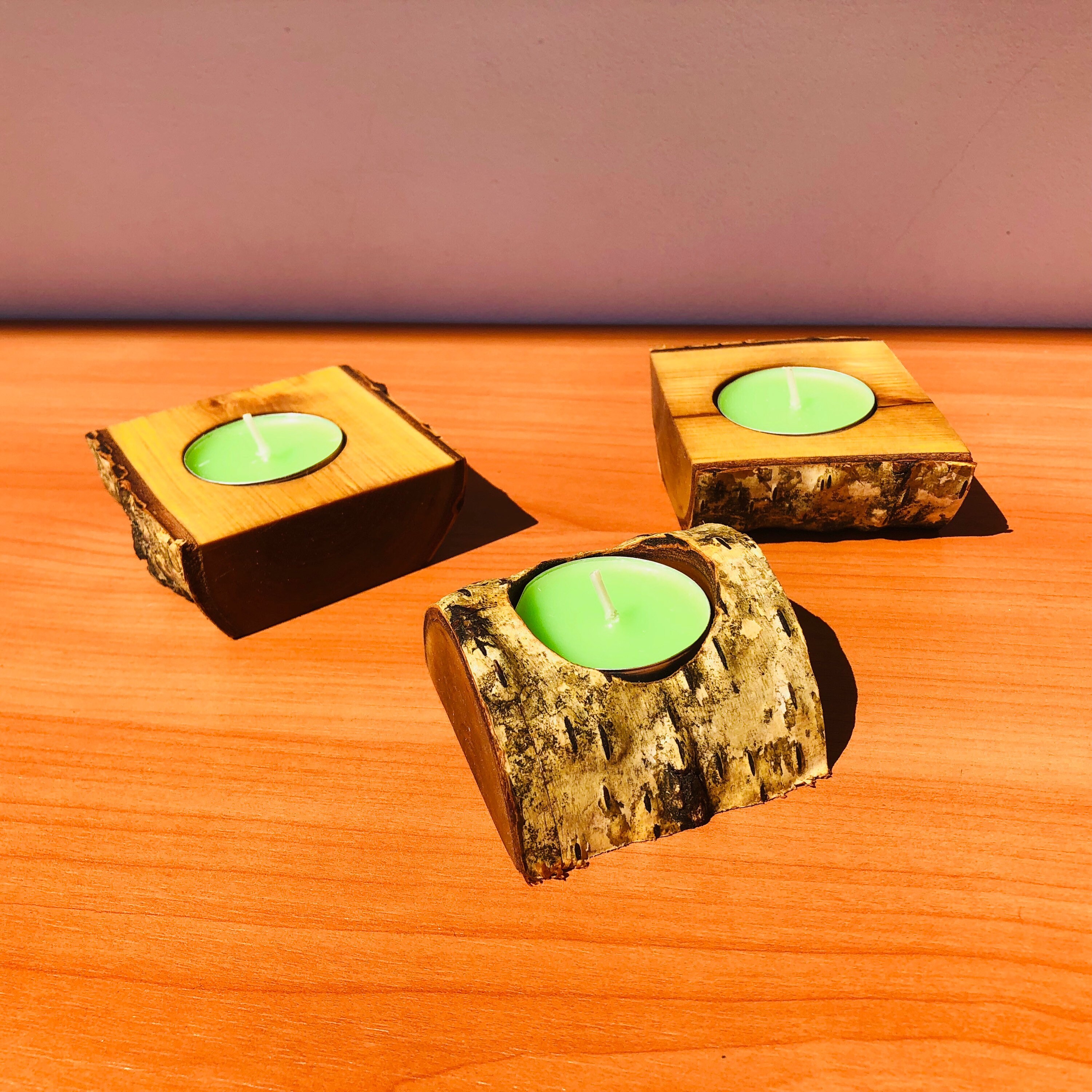 Eco Wood Candle Holders Set of 3 Pcs. Birch Wood Candle Etsy