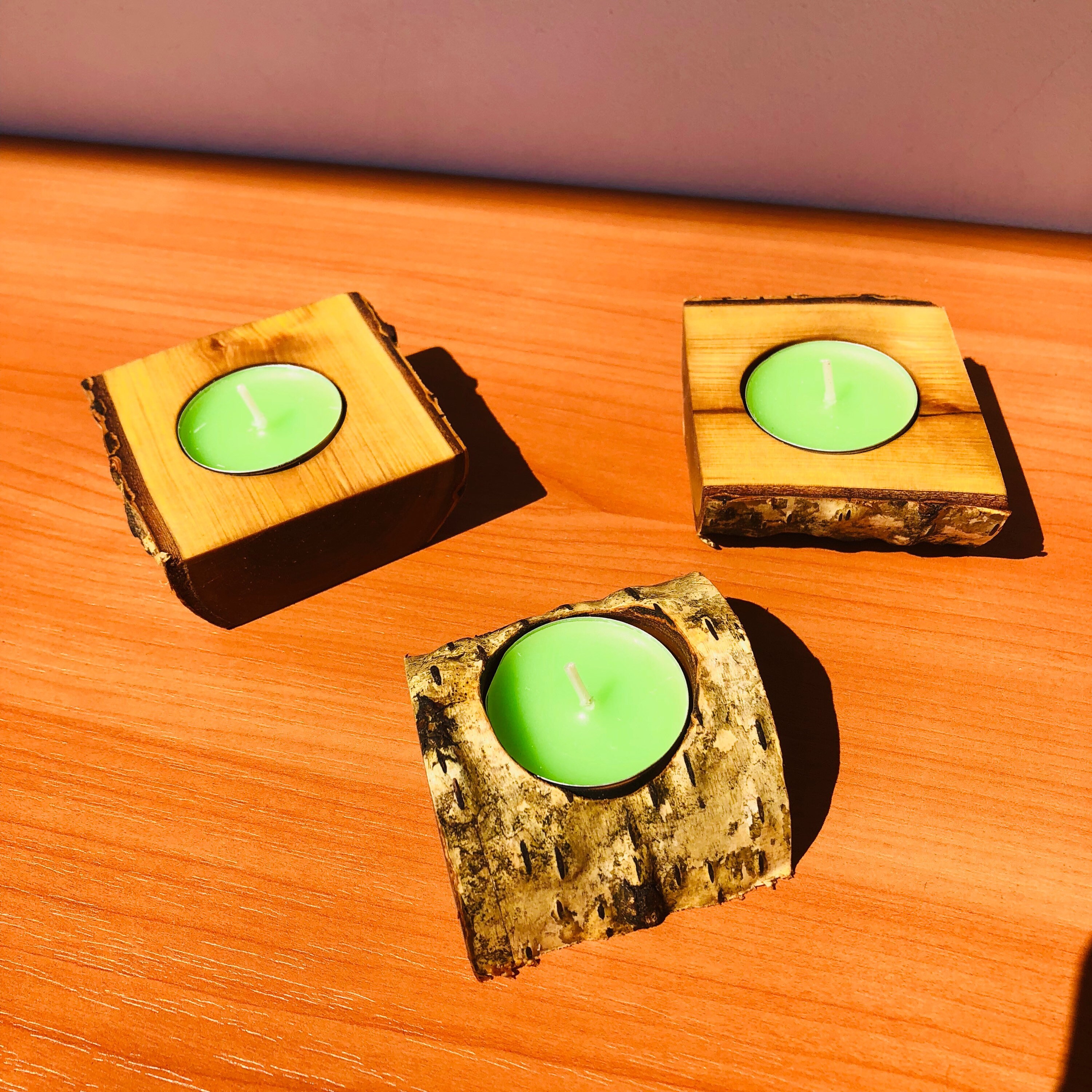 Eco Wood Candle Holders Set of 3 Pcs. Birch Wood Candle Etsy