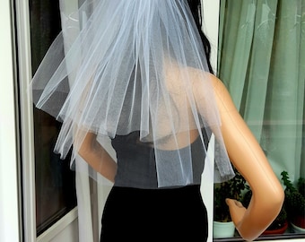Bachelorette party veil white middle length, 2-tier. Hen party veil, bride veil, wedding veil, bachelorette party idea