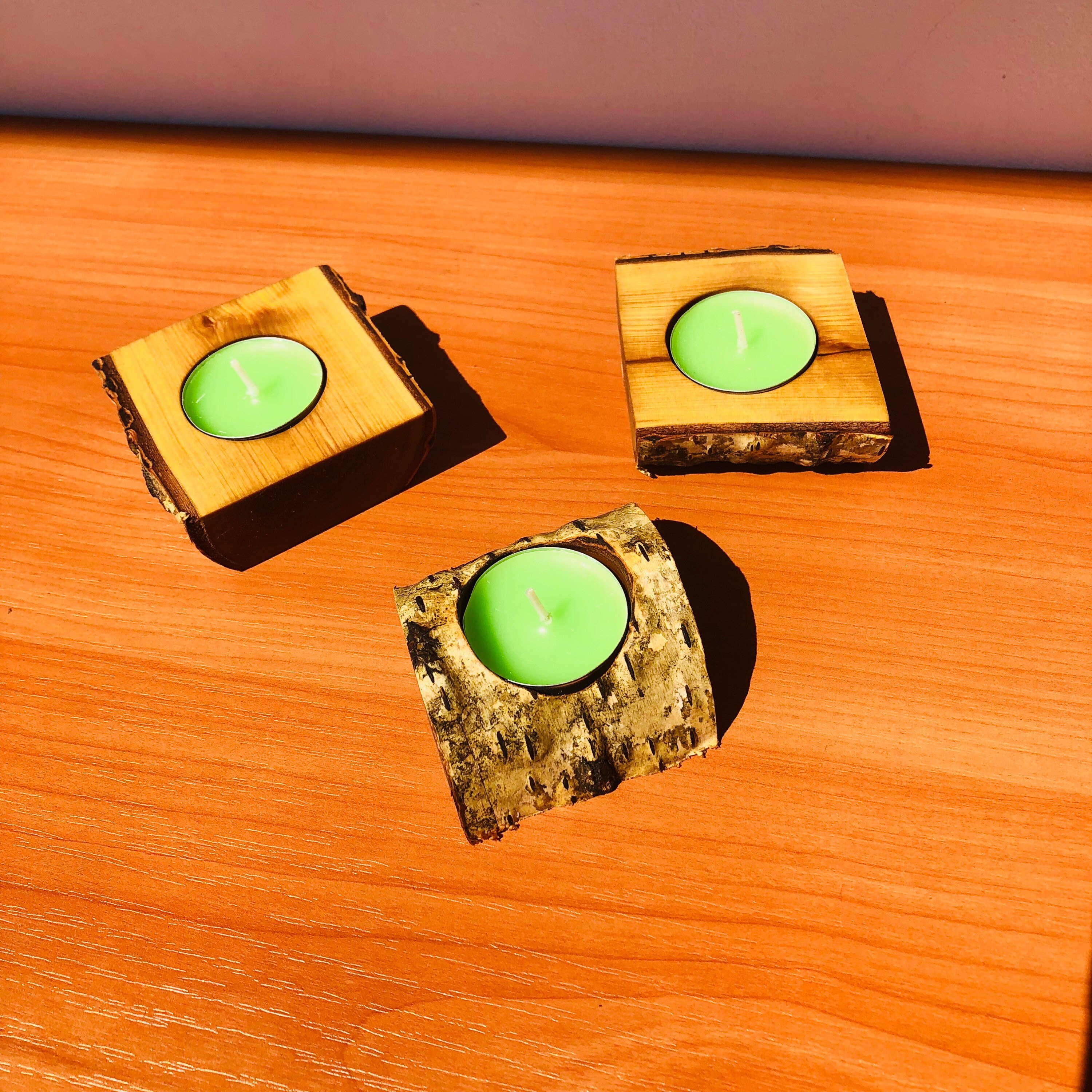 Eco Wood Candle Holders Set of 3 Pcs. Birch Wood Candle Etsy