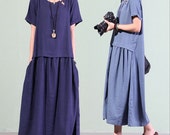 3 Color Summer Dress Short Sleeve Loose Fitting Dress Cotton Linen Simple Dress Plus Size,Plus Size Linen Clothing,Woman Summer Linen Dress