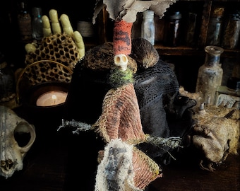 Handcrafted Conjure Doll - Poppet, Folk Magick, Voodoo, Hoodoo, Rootwork, Skeleton Spirit Doll for Spells, Shadow Work and Intention Setting