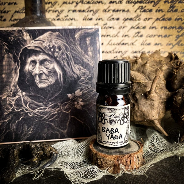 BABA YAGA-(Smoked Cedar, Amber, Nutmeg, Oakmoss, Pumpkin)-Forest Witch Perfume Oil, Ritual Oil, Anointing Oil