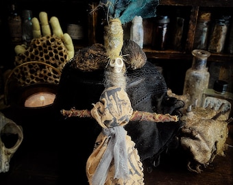Handcrafted Conjure Doll - Poppet, Folk Magick, Voodoo, Hoodoo, Rootwork, Skeleton Spirit Doll for Spells, Shadow Work and Intention Setting