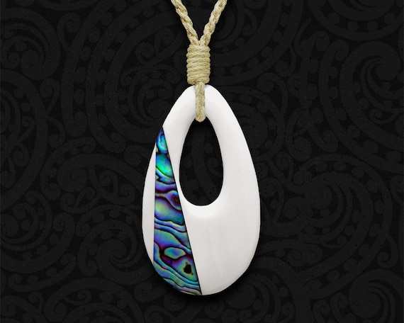 Maori Carved Manta Ray Bone Carving Pendant from New Zealand