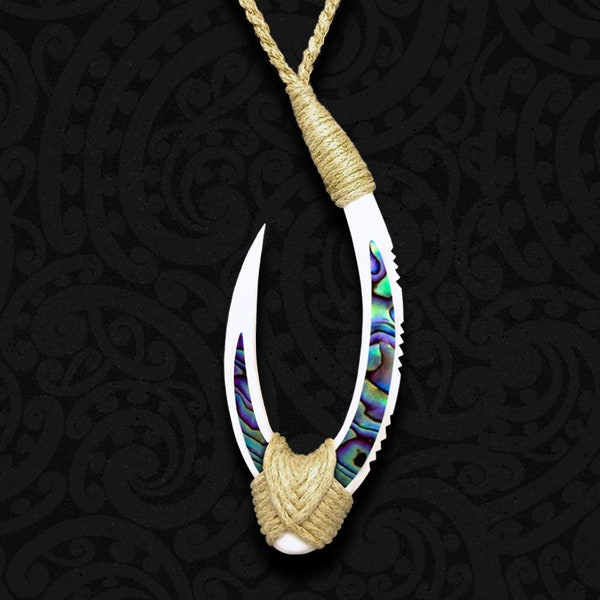 Maori Maui Fish Hook Necklace, Aotearoa New Zealand Hei Matau Makau Pendant, Hawaiian Manaiakalani, Polynesian Tribal Design Art