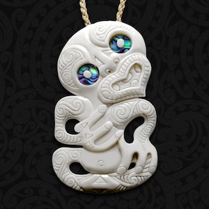 Hand Carved Maori Bone Tiki Pendant Necklace - Authentic New Zealand Tribal Amulet - Symbol of Protection & Heritage