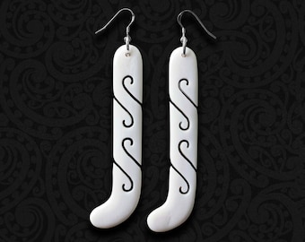 Pendientes de hueso con arte maorí, colgantes de gota Kapeu, símbolo de liderazgo, regalo Mana Taonga