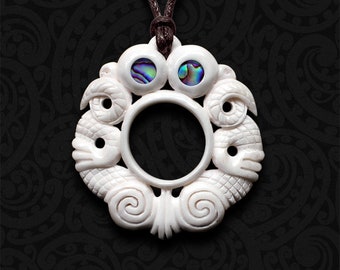 Maori Necklace Bone Carving | Hand-Carved Polynesian Pendant of New Zealand | Tribal Hawaiian Jewelry