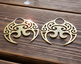 Pendientes de latón Moko Kauae, joyería maorí Taonga, arte polinesio