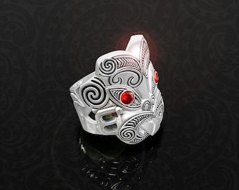 Anillo de guerrero maorí de plata, banda tribal para hombre, taonga de Nueva Zelanda, joyería protectora
