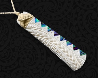 Large Maori Toki Bone Carving, Pan-Pacific Axe Pendant, New Zealand Authority Taonga