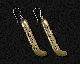 Pendientes Kapeu maoríes de latón macizo: joyería tradicional de estatus para liderazgo y Mana