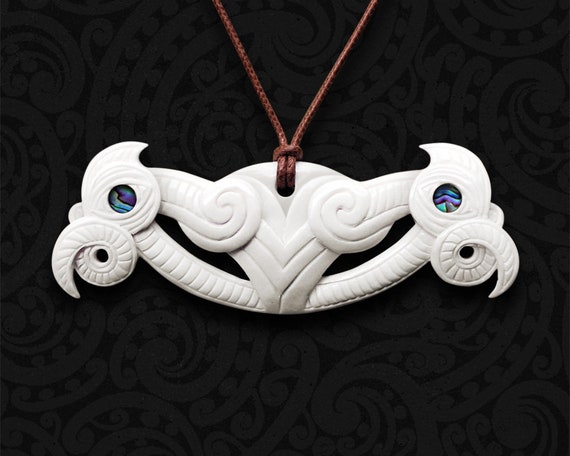 Bone Engraved Fern Frond Toki Pendant Maori Style Cord Necklace –  81stgeneration