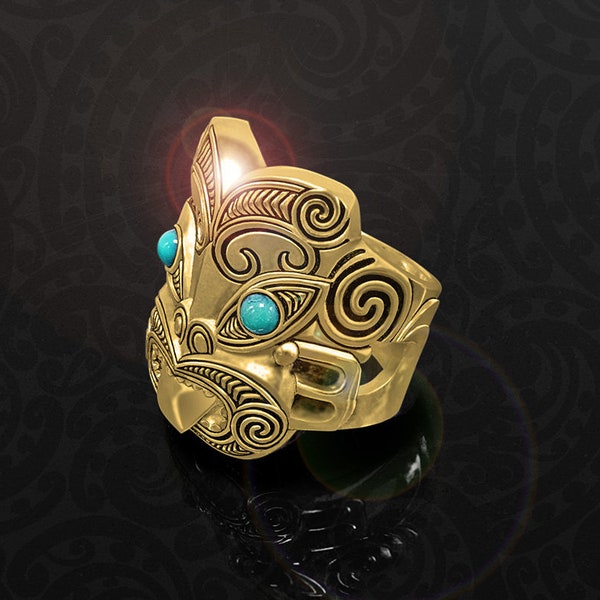 Bague de déclaration masculine hawaïenne maorie | Tiki Nouvelle-Zélande | Conçu par Tuwharetoa Bone®