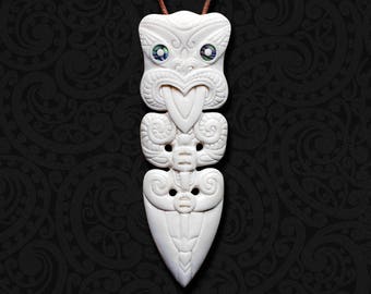 Collar de Nueva Zelanda, tallado en hueso de guerrero maorí, regalo de soldado Taiaha, amuleto de coraje