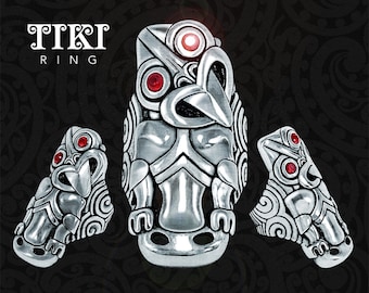 Anillo de plata maorí Hei Tiki, joyería ancestral de Nueva Zelanda, banda con estilo, amuleto de protección
