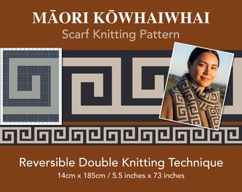 Maori Scarf Knitting Pattern PDF  | Reversible Double Knit Chart | PDF Downlaod