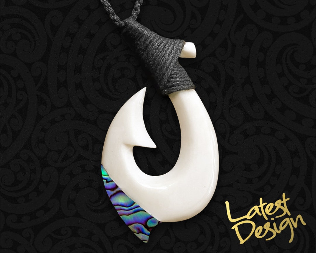 carving bone fish hooks Maori Bone Carving Bone Fish Hook Necklace Hand-Carved Maori Bone Hei Matau  Necklace: Traditional Paua Inlay Amulet For Prosperity