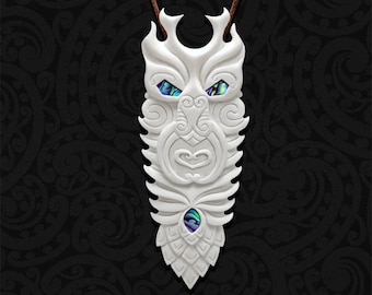Bone Necklace - Maori Tribal Pendant, New Zealand Bone Carving, Hawaiian, Polynesian style