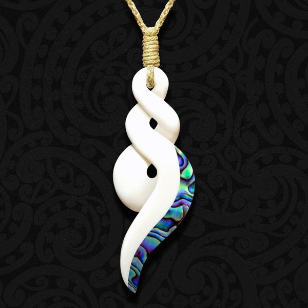 Collier torsadé maori de Nouvelle-Zélande, symbole de l'éternité, pendentif unité autochtone hawaïen, bijoux tribaux en os sculptés à la main