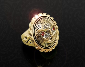 Anillo de latón maorí, joyería conmemorativa del dios del sol, taonga de Nueva Zelanda, banda tribal para hombre