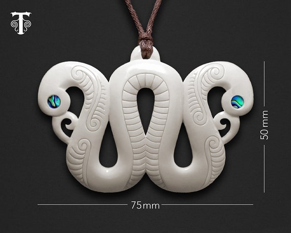 New Zealand Maori Pekapeka Pendant, Hand Carved Bone Necklace