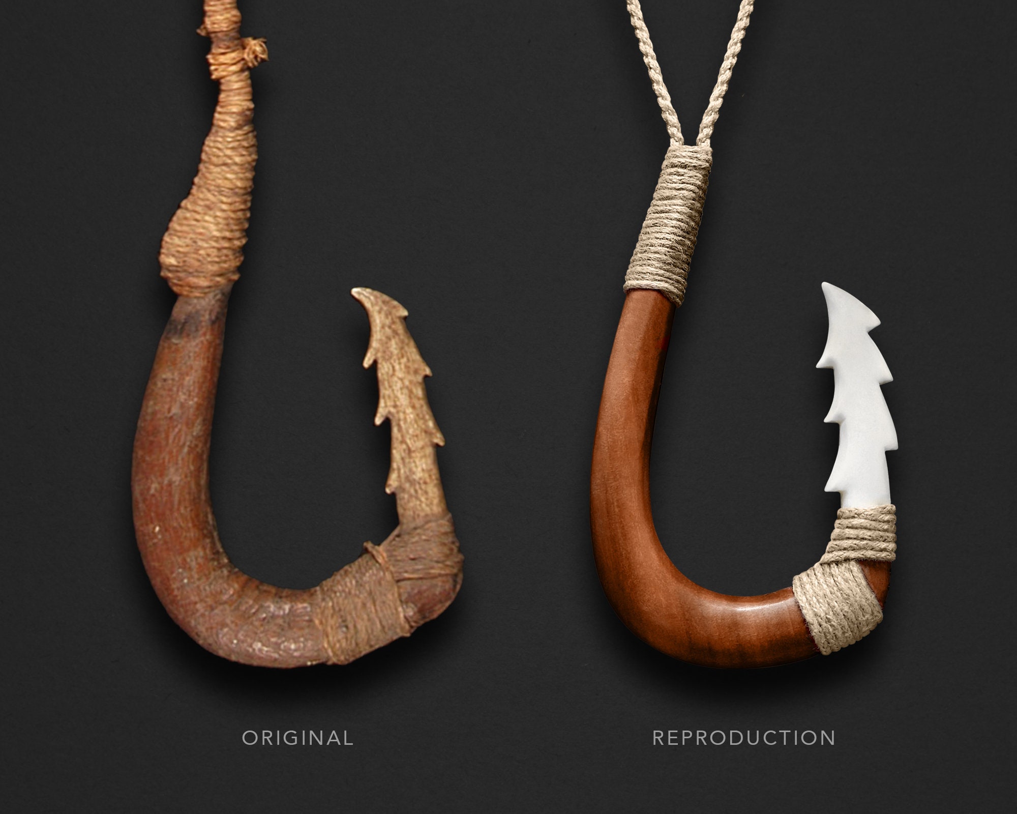 Maori Fish Hook Necklace, Museum Replica Matau, 19th Century Art