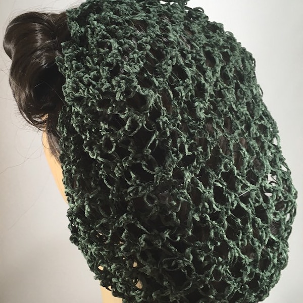 Velvet Forest Green Lover's Knot Hair Snood - 1940's Glamour