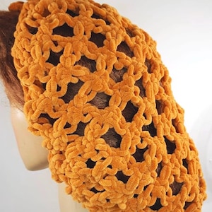 LAST ONE - AMBER Velvet Lover&#39;s Knot Hair Snood with Drawstring - 1940&#39;s